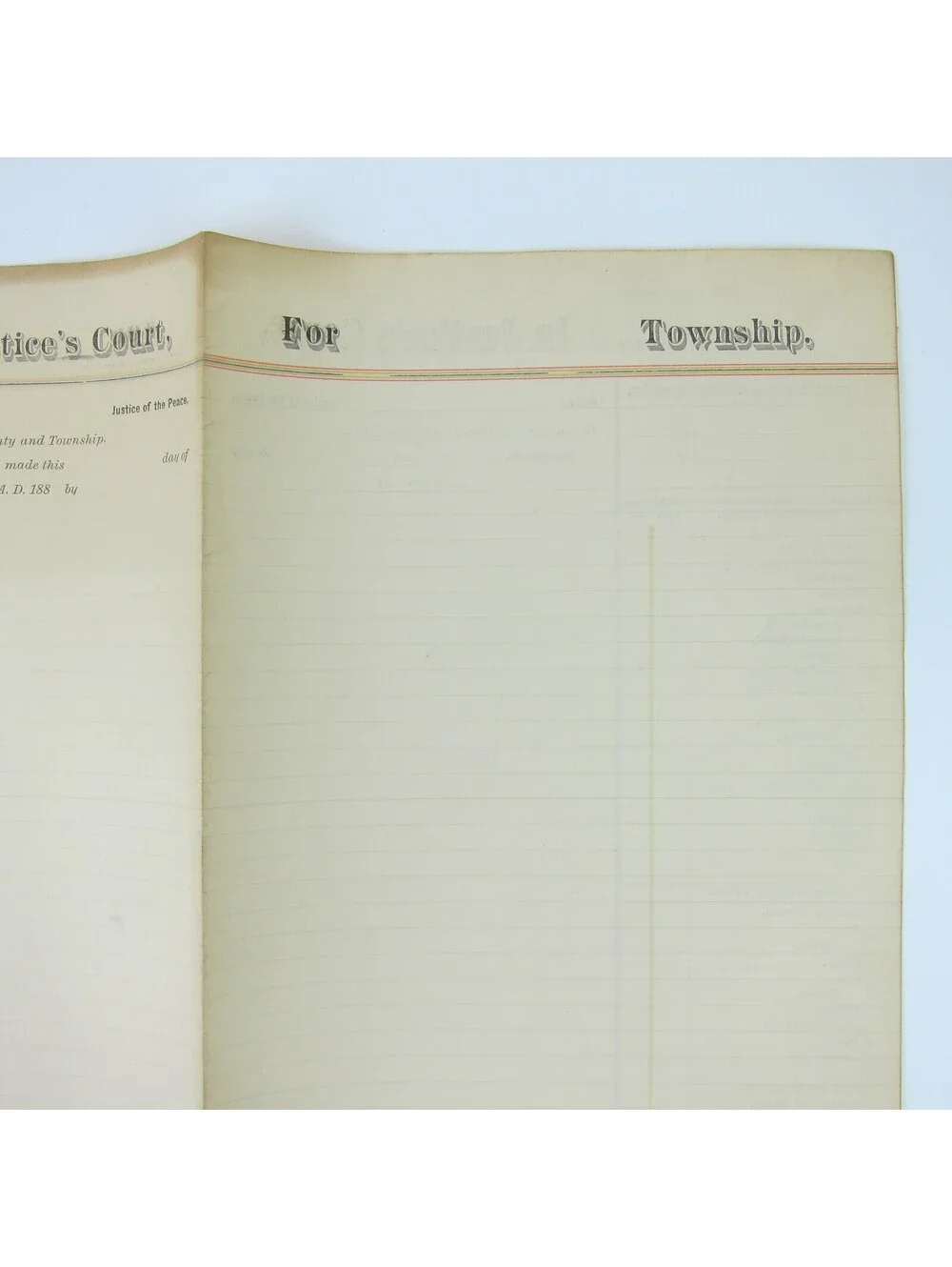1880s Ohio Court Record Form Blank Justice, Constable, Witness Fees Antique RARE